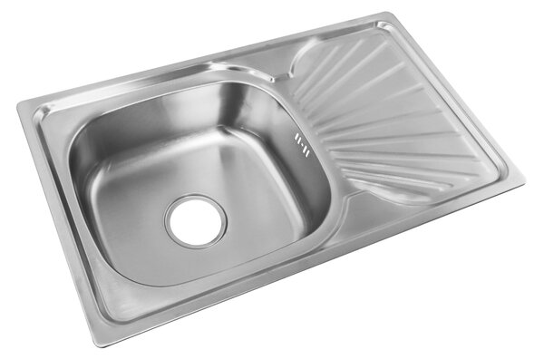 KONDELA Rozsdamentes mosogató szifonnal, 75x45, GOTIS