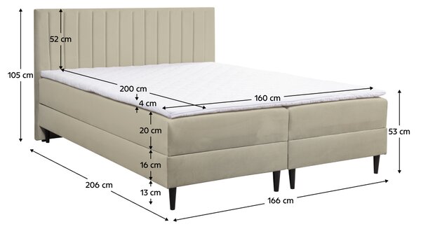 KONDELA Boxspring ágy, 160x200, bézs, VALENCI