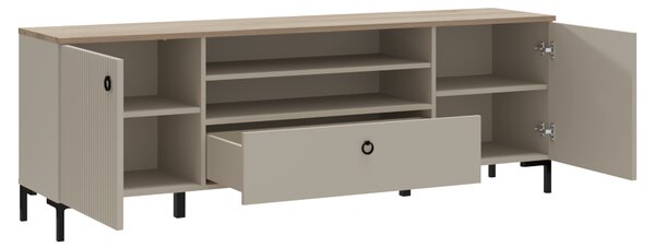 KONDELA TV-állvány, szürkésbarna Taupe/silverjack tölgy, DOMCA 2D1S