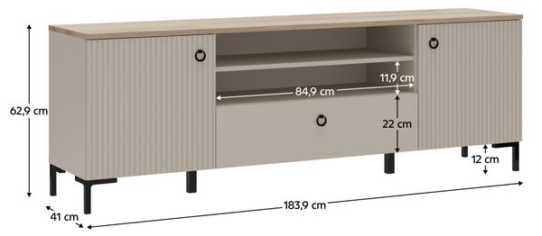 KONDELA TV-állvány, szürkésbarna Taupe/silverjack tölgy, DOMCA 2D1S