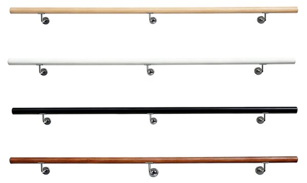 KONDELA Fogantyú/korlát, tömör fa, természetes, 200 cm, MANEL TYP 2