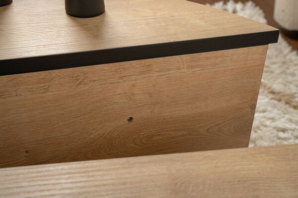Hanah Home Dohányzóasztal Honey Oak Black Orion - Méz tölgy, Fekete