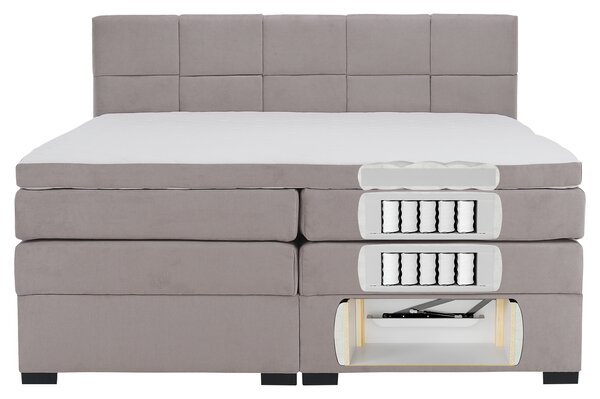 KONDELA Boxspring ágy, 180x200, szürkésbarna Taupe, APRIL