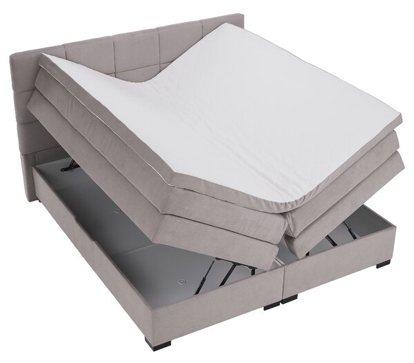 KONDELA Boxspring ágy, 180x200, szürkésbarna Taupe, APRIL