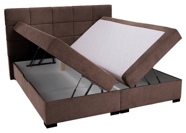 KONDELA Boxspring ágy, 200x200, barna, APRIL