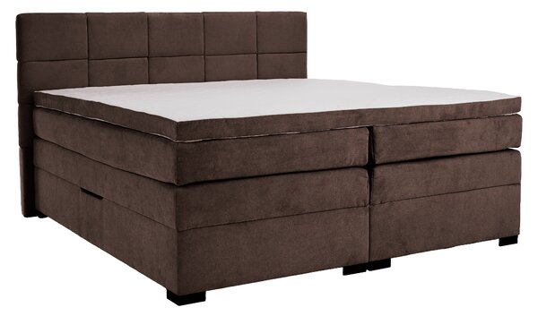 KONDELA Boxspring ágy, 200x200, barna, APRIL