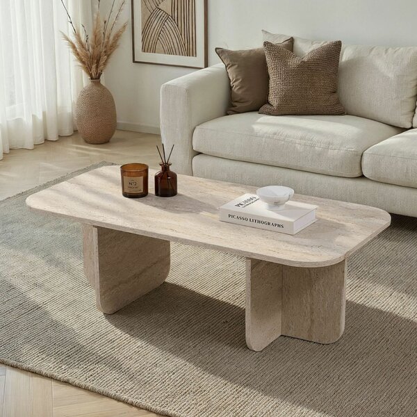 Hanah Home Coffee Table Travertine Akira - Travertine