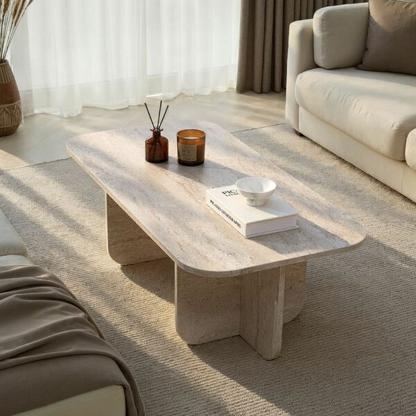 Hanah Home Coffee Table Travertine Akira - Travertine