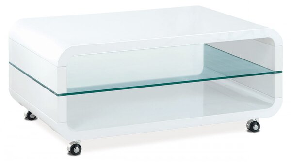 Modern Dohányzóasztal Magasfényű Fehér Színben 90x60x40 cm. Ahg-611