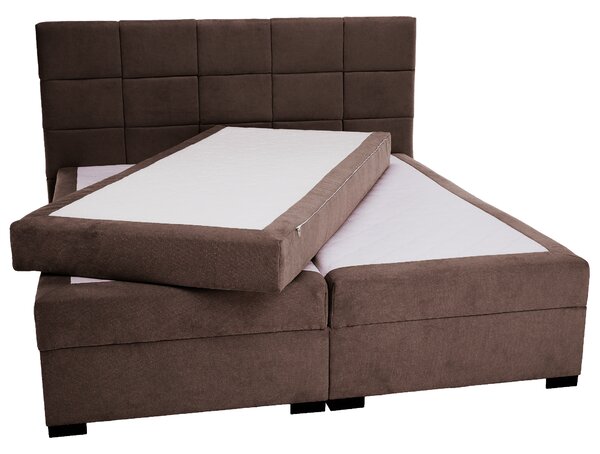 KONDELA Boxspring ágy, 200x200, barna, APRIL