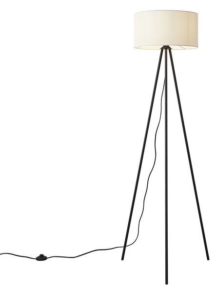 Modern, háromlábú állólámpa fehér bársonyernyővel - Luz