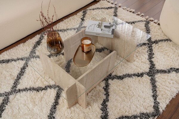 Hanah Home Coffee Table Travertine Flavio - Travertine