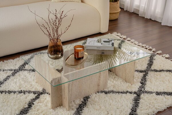 Hanah Home Coffee Table Travertine Flavio - Travertine