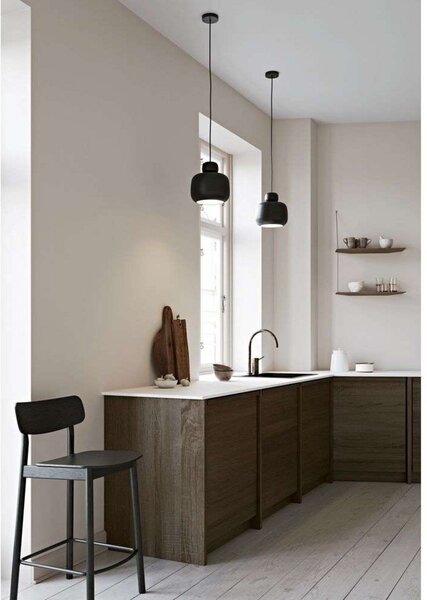 Függőlámpa Woud, Stone, dimmable, Fekete, Konyha, Fém, Dizájn