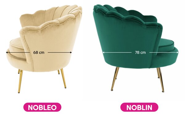 KONDELA Art-deco stílusú fotel, bézs Velvet szövet/gold arany króm, NOBLEO