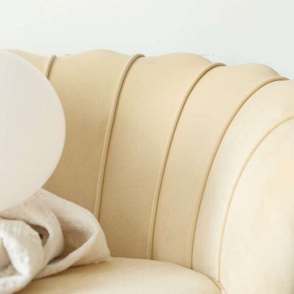 KONDELA Art-deco stílusú fotel, bézs Velvet szövet/gold arany króm, NOBLEO