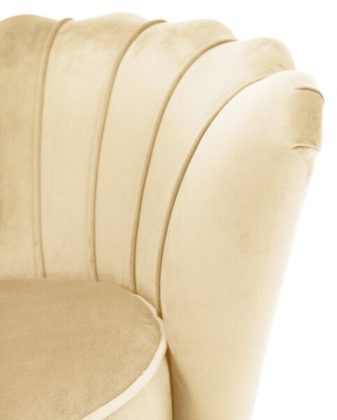 KONDELA Art-deco stílusú fotel, bézs Velvet szövet/gold arany króm, NOBLEO
