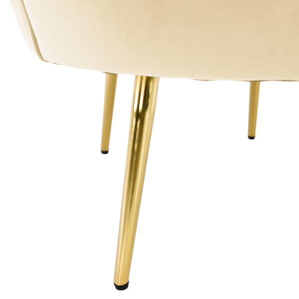 KONDELA Art-deco stílusú fotel, bézs Velvet szövet/gold arany króm, NOBLEO