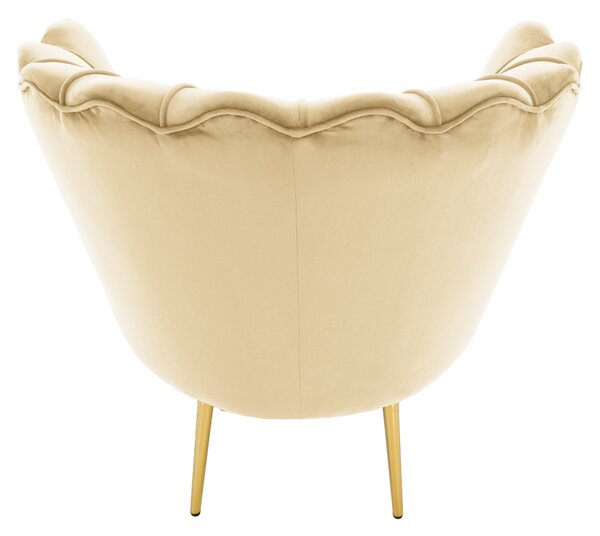 KONDELA Art-deco stílusú fotel, bézs Velvet szövet/gold arany króm, NOBLEO