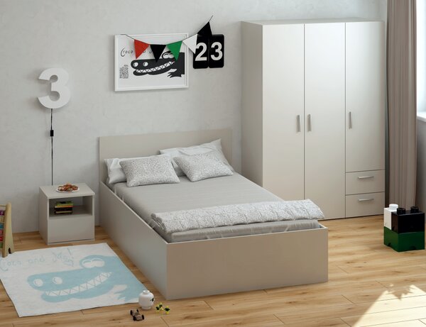 KONDELA Ágy fém ráccsal és tárolóhellyel, 120x200, kasmír, DOLI