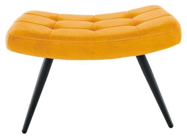 KONDELA Fotel lábtartóval, sárga Velvet szövet/fekete, HABEN