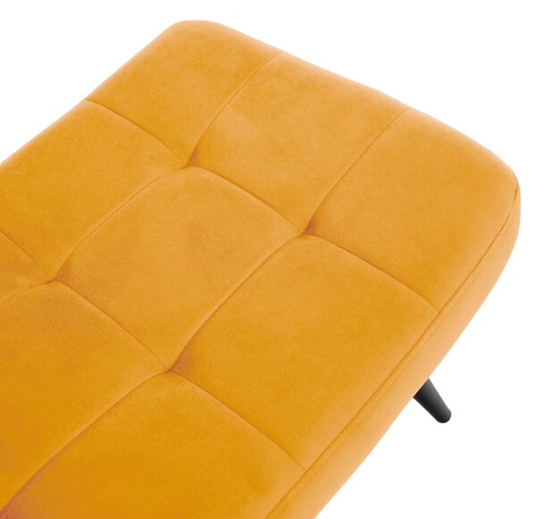 KONDELA Fotel lábtartóval, sárga Velvet szövet/fekete, HABEN