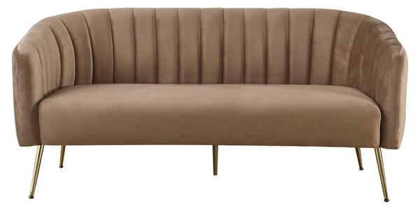 KONDELA Design 3-as ülés kanapé, barna bársony szövet/arany króm-arany, BAGY