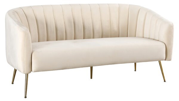 KONDELA Design 3-as ülés kanapé, bézs Velvet szövet/gold króm-arany, BAGY