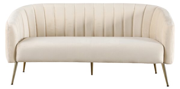 KONDELA Design 3-as ülés kanapé, bézs Velvet szövet/gold króm-arany, BAGY