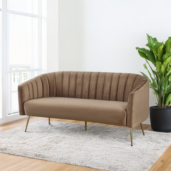 KONDELA Design 3-as ülés kanapé, barna bársony szövet/arany króm-arany, BAGY