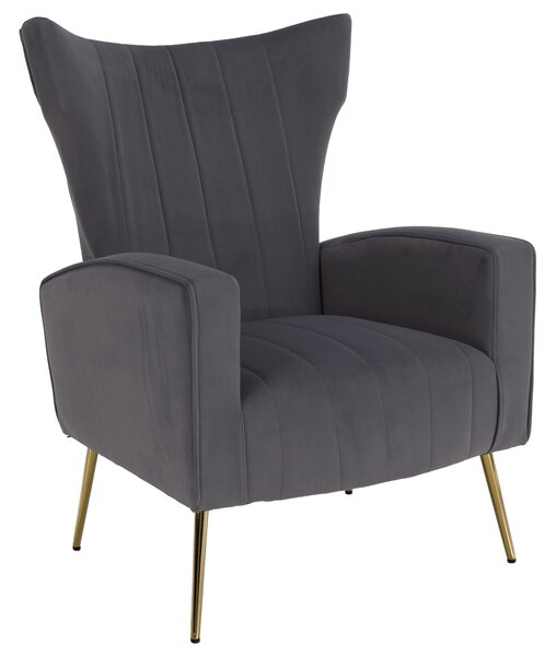 KONDELA Relaxfotel, szürke Velvet szövet, BARET