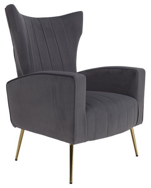 KONDELA Relaxfotel, szürke Velvet szövet, BARET