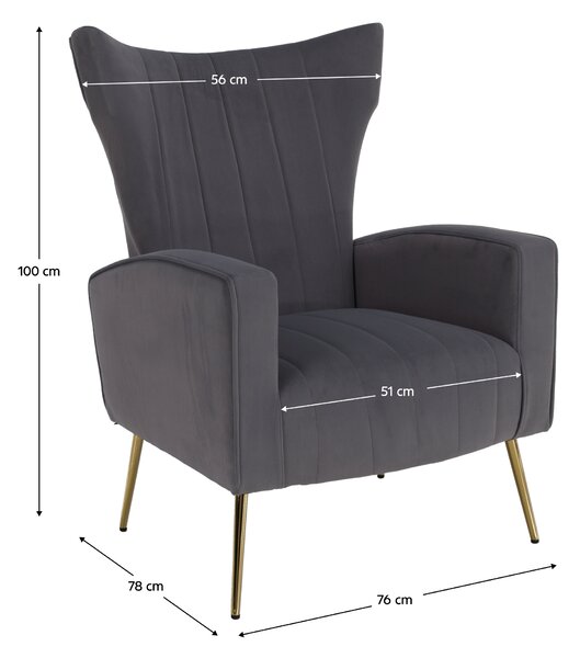 KONDELA Relaxfotel, szürke Velvet szövet, BARET