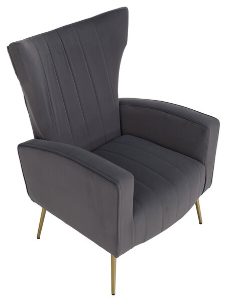 KONDELA Relaxfotel, szürke Velvet szövet, BARET