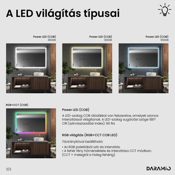 Fürdőszoba tükör LED világítással F5