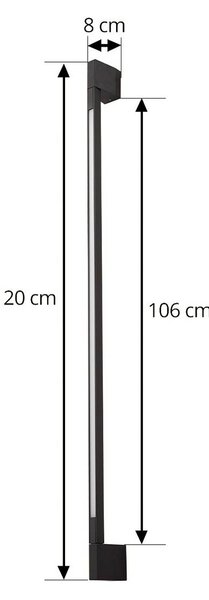 Lindby LED fali lámpa Neano, 120 cm, fekete, fém, IP54, Fekete, Alumínium, Modern