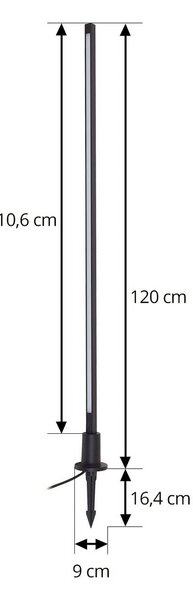 Lindby LED ösvény világítás Neano, 120 cm, fekete, fém, IP65, Fekete, Alumínium, Modern