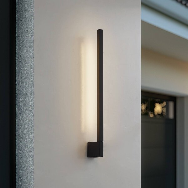 Lindby LED fali világítás Neano, 60 cm, fekete, fém, IP54, Fekete, Alumínium, Modern