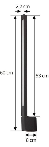 Lindby LED fali világítás Neano, 60 cm, fekete, fém, IP54, Fekete, Alumínium, Modern