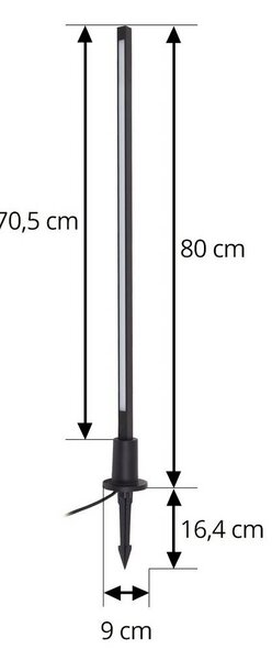 Lindby LED ösvény világítás Neano, 80 cm, fekete, fém, IP65, Fekete, Alumínium, Modern
