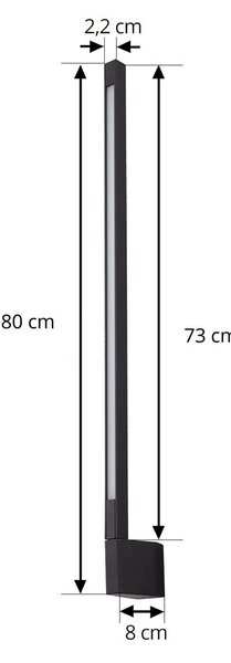 Lindby LED fali világítás Neano, 80 cm, fekete, fém, IP54, Fekete, Alumínium, Modern