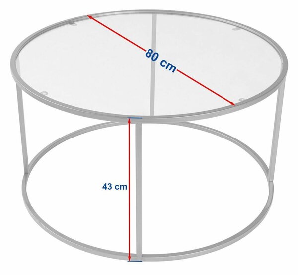 Hanah Home Dohányzóasztal Fekete Szürke Aurum - 80 - Fekete, Szürke
