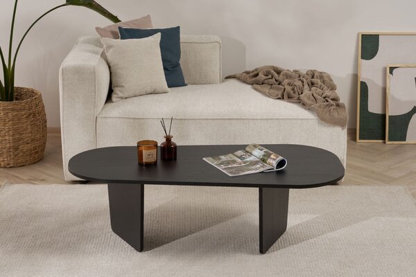 Hanah Home Coffee Table Wood Black Ovalis - Fa Fekete