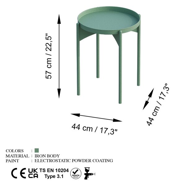 Hanah Home Coffee Table Green Shb-002-E