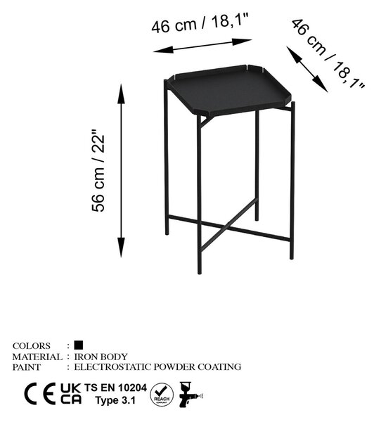 Hanah Home Fekete Dohányzóasztal Shb-008