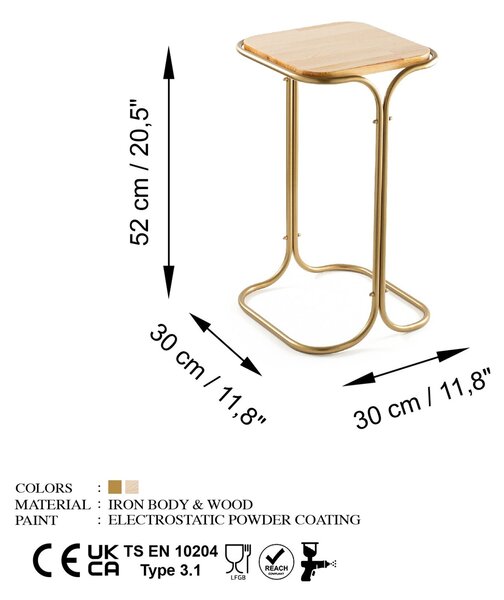 Hanah Home Dohányzóasztal GoldNatural Shb-001-C