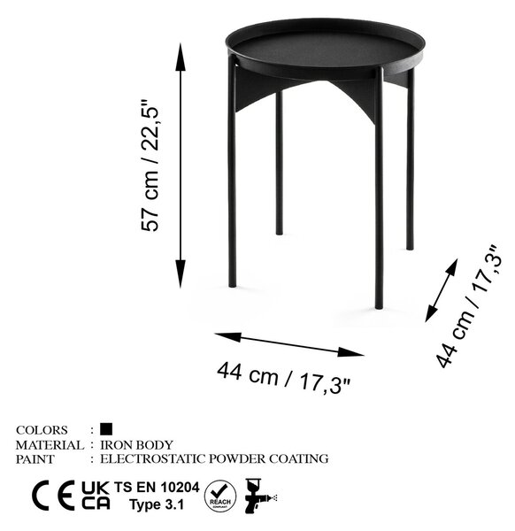 Hanah Home Fekete Dohányzóasztal Shb-002-A