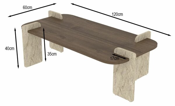 Hanah Home Dohányzóasztal Walnut Travertine Leapiri - Walnut, Travertine