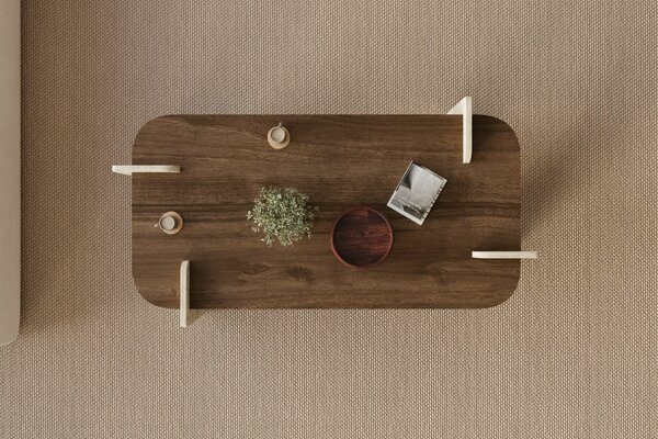 Hanah Home Dohányzóasztal Walnut Travertine Leapiri - Walnut, Travertine