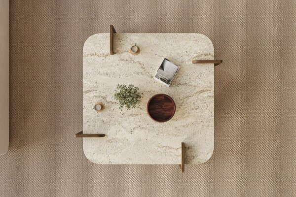 Hanah Home Coffee Table Travertine Walnut Afrolli - Travertine, Walnut